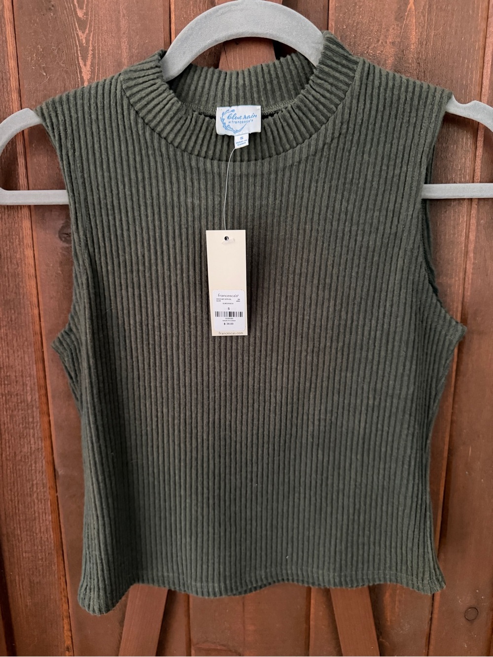 Francesca's Collections Ribbed Sleeveless Tank - Olive Green